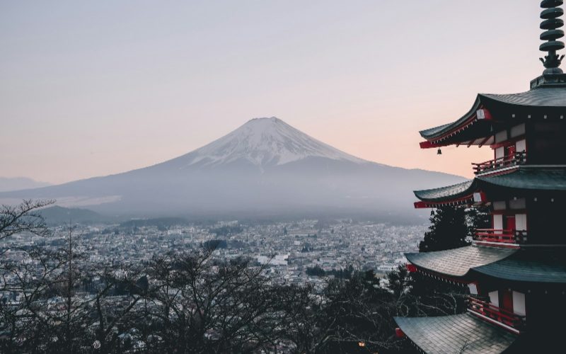 Mount Fuji with a five-storey pagoda